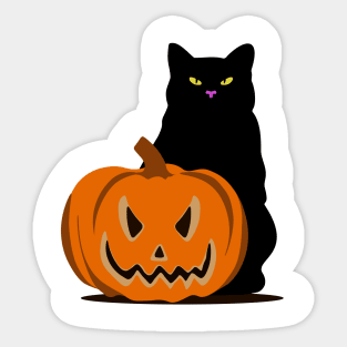 Black cat and pumpkin Sticker